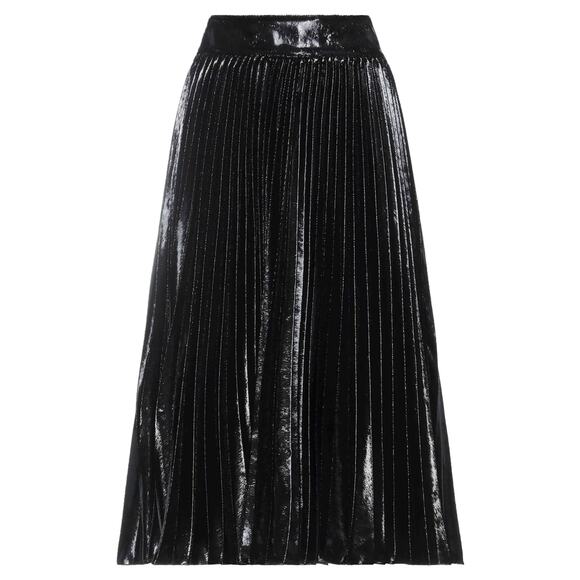 NWT Dolce & Gabbana Black Pleated Midi Skirt in Flowing Lamé Velvet  IT 38 US XS - Picture 2 of 13